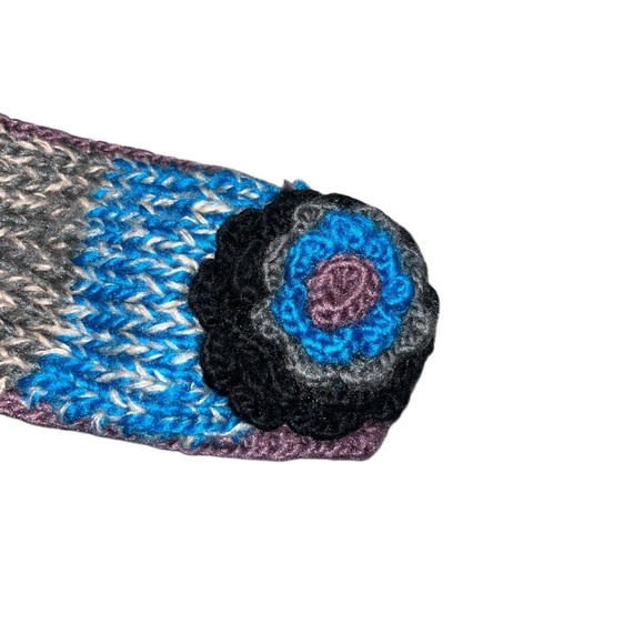 Scala Pronto knit headband ear warmers knitted flower purple blue black gray - Picture 2 of 4